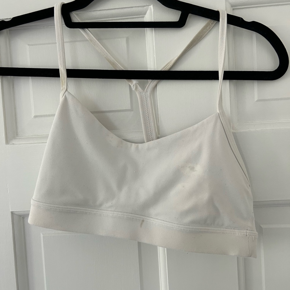 White Lululemon Y Sports Bra Size 6 (with stains)